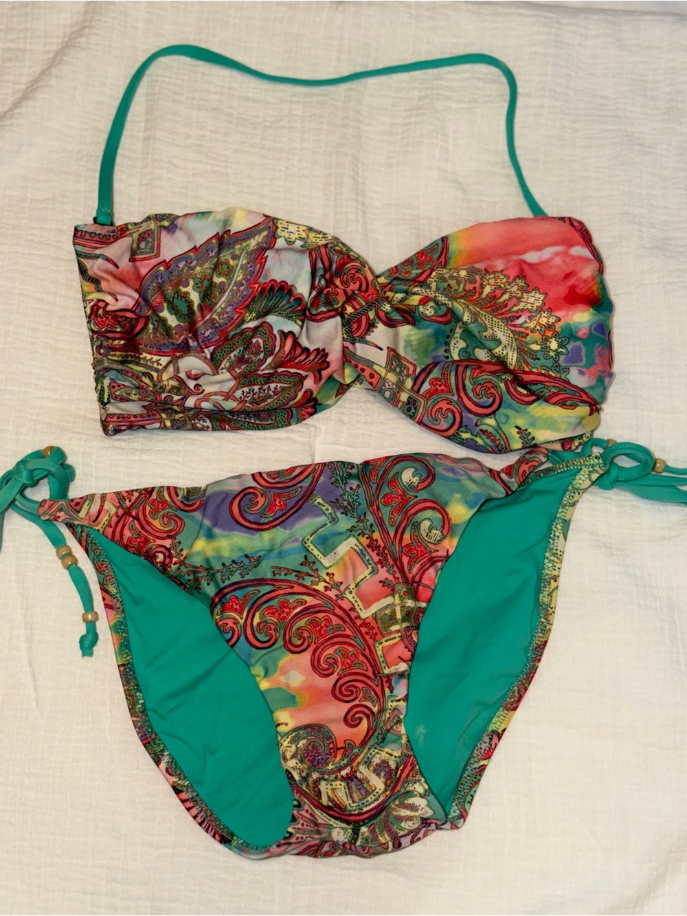 Women Multicolor Paisley Bandeau bikini